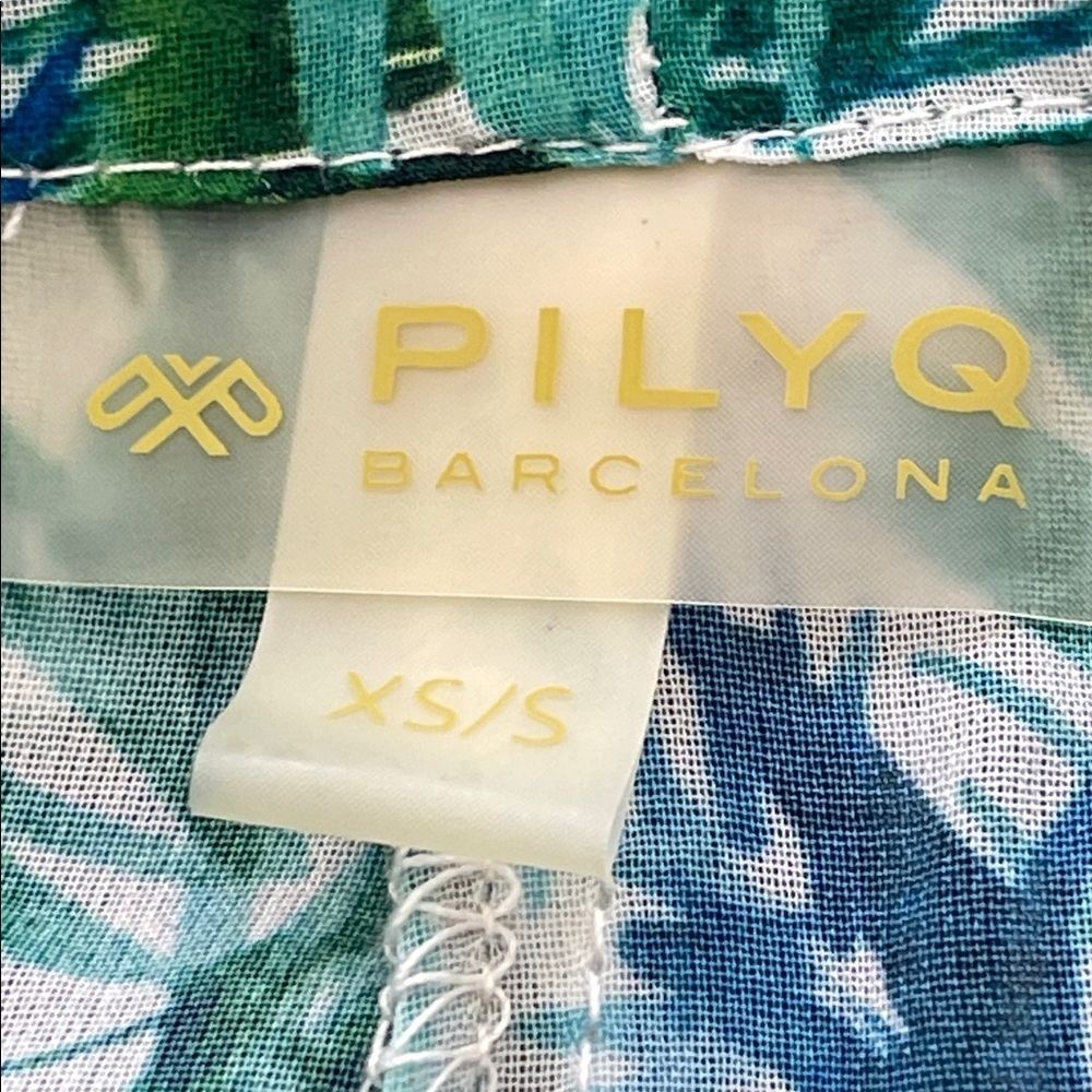 PilyQ 3 piece bikini set top bottom sheer cover up tropical leaf swimwear sz S - Picture 16 of 17